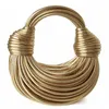 Umhängetaschen Doppelte Knoten für Frauen goldene Luxus -Brotknotte Ladies Messenger Bag PU Leder Handtaschen Hobos