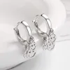 Orecchini a cerchio Trendy Long for Women Real 925 Silver Daisy Flower Cross Coin Earring Gioielli Regali