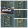 Dekorative Figuren Linie Kunst Wand Ornamente Wand montierte hängende Skulpturen verwendet weit verbreitetes Metallhandwerk Dekor | Wohnzimmer | Sofa Hintergrund
