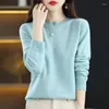 Kvinnors tröjor Pure Wool Cashmere Sweater O-Neck Pullover Casual Knit Top Autumn and Winter Coat Korean Fashion