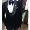 Men's Suits Black Velvet Wedding Tuxedo For Groomsmen Slim Fit African Men Custom 3 Piece Male Fashion Jacket Waistcoat With Pants