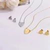 디자이너 고품질 패션 보석 여성 레이디 티타늄 스틸 도금 금 귀걸이 목걸이 세트 G Letter Heart Pendant