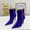 Obcasy designer butów aksamitny zamsz skórzany spacer botki kobiety moda najwyższej jakości style zimowe Matignon Bootie High Heel