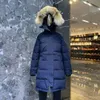 Canadian Winter Outdoor Women's Mid Length Long Sleeved Hooded Cold and Windproof Warm Down Coat Jacket Coat 90% Goose Down Size S-xxl