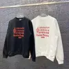 Erkek Hoodies Sweatshirts MM6 Margiela Kırmızı Köpük Baskı Yuvarlak Boyun Sweatshirt Erkeklerin Yüksek Kaliteli Gevşek Konforlu Mektup Pullover 230823