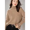 Suéteres de mujer de punto de lana para mujer, jerseys de invierno con cuello simulado, suaves y cálidos, jerseys de lana Merino puro para mujer