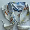 Scarves H Brand Silk Twill Women Square Luxury Lady Bandanna Modern Simple Design Foulard 230823