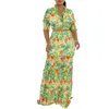 Women's Two Piece Pants Fashionable And Aexy V-neck Floral Short Sleeved Long Skirt Two-piece Set Summer Dual Purpose