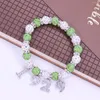 Bangle White Green Green Crystal Beads Cartas gregas Lady Club IOTA PHI LAMBDA 1929 Bracelete de irmandade