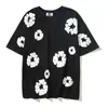 Beyaz çiçek markası erkekler tişörtler kapok tasarımcı moda giyim lüks erkek tees tişörtleri kanyes amerikan cadde denim gözyaşları kapok aop köpük baskı hip hop i3dd