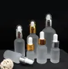 Novas garrafas conta-gotas de vidro fosco, frascos conta-gotas de óleo essencial, frascos de pipeta de perfume, recipientes cosméticos para viagens, faça você mesmo