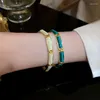 Charmarmband trendiga smycken högkvalitativ färgglad rektangel cz armband naturlig opal lyxig verklig guldpläterad kubik zirkoniumarm