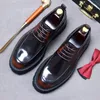 Klänningskor Fashion Patent Leather Men's Formal Shoes Bekväm plattform Lyxig äkta läder Elegant Man Wedding Social Derby Shoes 230823