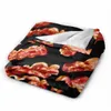 Koce Kreatywne spersonalizowane pizzę hamburgera koc jedzenie miękki, przytulny rzut koce pluszowe arkusz łóżka sofa R230824
