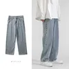 Korean Fashion Men's Baggy Jeans Classic All-Match Solid Color Straight-Leg denim brede pijpen Mannelijk lichtblauw grijs Blacklf20230824.