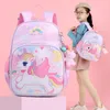 Backpacks Unicorn Backpack For Girls Cartoon Pink Princess School Bags Kids Satchels Kindergarten Bookbag Mochila Infantil Escolar 230823