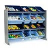 Toy Storage Organizer with 16 Blue Plastic Storage Bins HKD230812