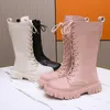 Laarzen meisje boten studenten beige warme roze tall bus schoenen kinderen mode flat maat 27 tot 37 zwarte pluche winter 230823