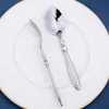 LUCF Royal luxe tissé motif poignée miroir en acier inoxydable vaisselle élégant couverts vaisselle délicate pour cuisine hôtel HKD230812