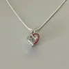 Pendentif Colliers Mignon Lovley 18KGP Coeur avec collier de cage en zircone cubique rouge peut ouvrir une perle de 8,2 mm DIY Montage Médaillon Charme