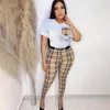 TRABALHO MULHERES FILHAS 2023 Autumn New Fashion Casual Stripe Checker Feminino Feminino Brand Feminino Feminino Conjunto