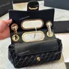 French Pearl Chain Block Women Designer Classic Flap Bag Gold/Black Metal Hardware Quilded Tote Matelasse Lady Crossbody torebka na ramię luksusowa torebka 25x18 cm