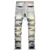 Мужские мотоциклевые джинсы 2023 Новый винтаж разорванные трехмерные карманные джинсовые брюки в средней вайсте модной одежды.