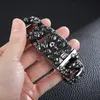 Bangle Fongten Men Punk Skull Bracelets из нержавеющей стали тяжелый скелет кубинский звенья браслет для мужчин неогрозные ювелирные изделия викингов 230824