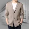 Pulls pour hommes automne hommes tricoté blazer à manches longues col rabattu style coréen épais pull streetwear