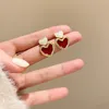 Stud Trendy Sweet Bury Enamel Heart Earrings for Women Girl Gold Color Metal Love Hanging Dangle Vintage Jewelry 230823