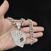 Pendant Necklaces Men Women Hip Hop Playing Card Necklace with Crystal Cuban Chain Hiphop Iced Out Bling Fashion Charm Jewelry 230613