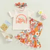 Set di abbigliamento per bambini piccoli 3 pcs set di abbigliamento estivo camicia a maniche corte top floreale svasato r230824