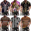 Camisas casuais masculinas Padrão vintage Impressão étnica de manga curta/longa de manga longa Tops de peito de peito Hip Hop Party Party PROM Cardigan