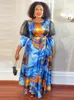 Sukienki swobodne wydrukowane szyfon dla kobiet afrykańskie dasiki puff rękawa Maxi szat 2023 Autumn Clothing Wedding Party Prom Birthday Sukienka urodzinowa