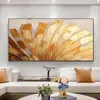 Schilderijen Samenvatting Goud met de hand geschilderd olieverf op canvas Grote beknopte muurwand Art Bloemschilderkunst muur decor aangepaste textureerde kunst schilderen 230823