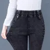 Jeans pour femmes épaissir peluche polaire doublé crayon maigre chaud hiver vaqueros élastique taille haute surdimensionné 34 pantalons en denim femmes pantalons