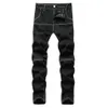 Herren Jeans Mann schwarzer schlanker Stretch Denim Spleiß Patchwork Kontrastfarbe Hosen Streetwear -Hosen Modekleidung 304i