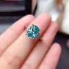 Cluster Rings Meibapj 3 S Green Moissanite Diamond Rectangle Ring for Women 925 Sterling Silver Fine Wedding Jewelry