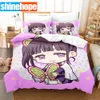 Ensembles de literie Mignon Zenitsu Agatsum Demon Slayer ensemble de literie Anime housse de couette King Size ensemble de linge de lit 3 pièces couvre-lit pour adolescents 230823