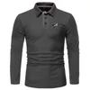 Polos hommes hommes à manches longues automne mode Polos coupe ajustée impression affaires décontracté 230823