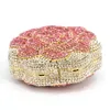 Evening Bags Pink Rose Flower Shaped Crystal Clutch bag diamond colorful Handmade bags Bridal purse Customized SC021 230823