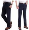 Calça casual masculina de alta qualidade de calças de paralisas de calça de vestido reto casual solto calças machos de terno preto plus size 40lf20230824.