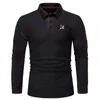 Polos hommes hommes à manches longues automne mode Polos coupe ajustée impression affaires décontracté 230823