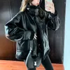 Kvinnor läder vintage tjock varm faux pu shearling jacka kvinnor höst vinter långärmad rock ytterkläder chaqueta mujer