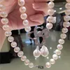 Pendant Necklaces Design 10-11mm White Natural Freshwater Pearl Necklace Baroque Micro Inlay Zircon Accessories Fashion Jewelry