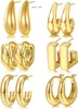 Small Coarse Gold Earring Set | 14K Gold Plated Thick Huggie Earring Set | Women's Gold Ring Earrings