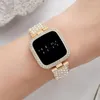 Wristwatches Trendy Fashion Steel Chain With Diamonds Ladies Watch Full Diamond Touch Screen LED Rhinestone Bracelet