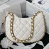 Łańcuch kanałów Crescent Designer Bag dla kobiety luksusowe skórzane torby hobo crossbody Zipper Diamond Wzór na ramię 10A TOP RAMAND TIRCESURYS AS4368