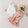 Clothing Sets 2PCS Infant Baby Girls Romper Pants Set 2023 Summer Bodysuits Flared Trousers Outfits Toddler Fashion Backless Tops Clothes