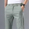 2022 Men's Thin Pants Solid Color Pants Smart Casual Business Fit Body Stretch Trousers Men Cotton Formal Breathable TrousersLF20230824.